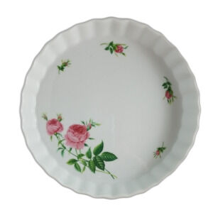Vintage Christine Holm Rose Porcelain Quiche Dish